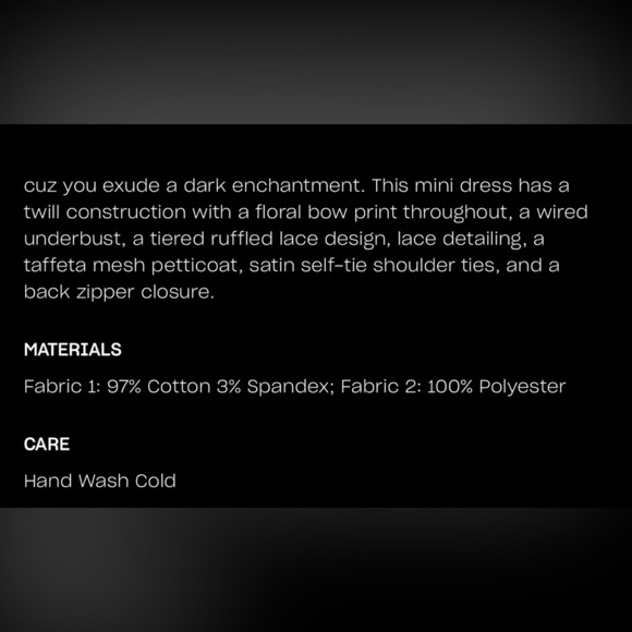 NWT Widow Bewitched Bloom Mini Dress w/ Petticoat Corset Satin Shoulder Ties - Picture 13 of 15